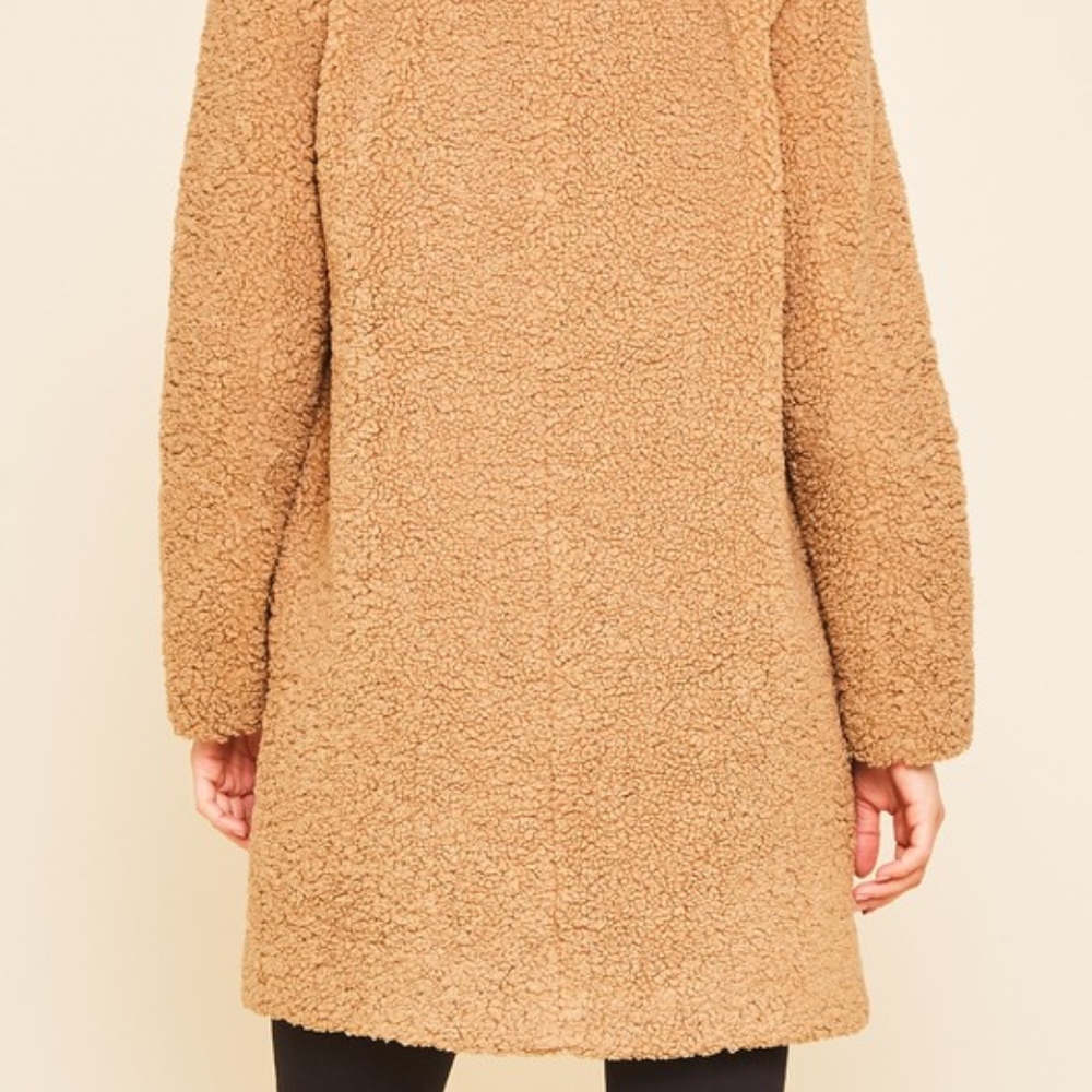 Last 1! NWT Tan Teddy Bear Button Down Coat - Picture 4 of 5